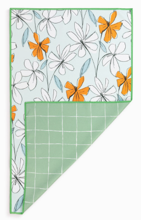Windowpane Floral Absorbent Reversible Towel - 18x30in