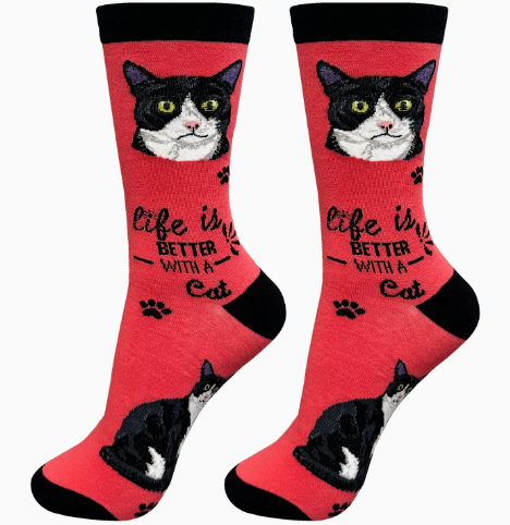 Black and White Cat Socks