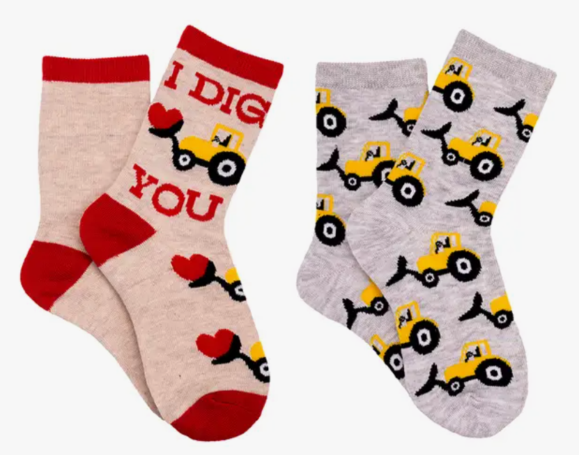 Everything Legwear Boys Valentines I Dig You 2 Pair Crew Socks