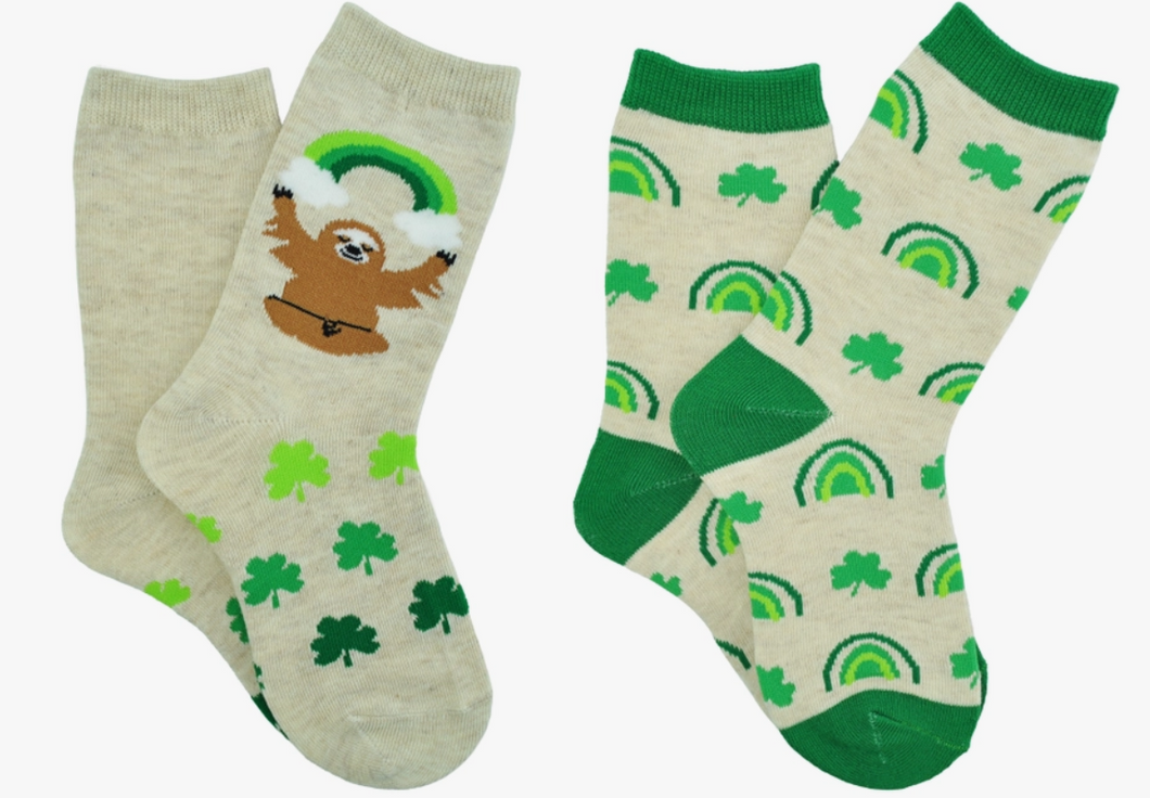 Everything Legwear St. Patrick's Day Kids Sloth 2 Pair Crew Socks