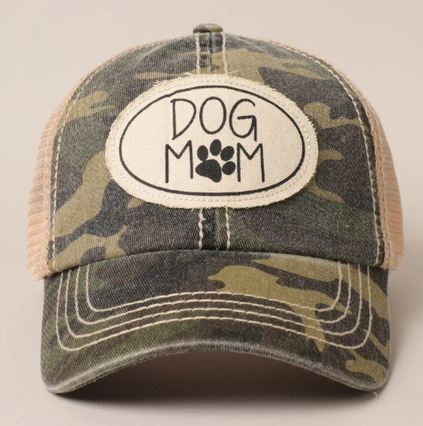 Dog Mom Canvas Patch Mesh Back Baseball Cap