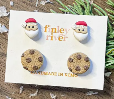 Christmas Cookie Stud Pack | Santa Cookies | Clay Earrings