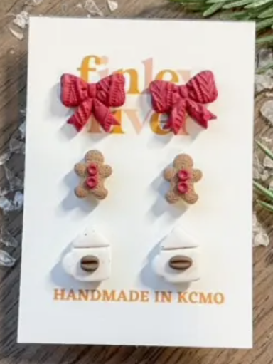 Christmas Stud Pack | Gingerbread | Clay Earrings