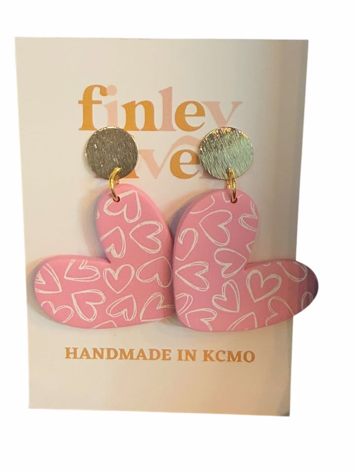 Jumbo Heart Dangles | Clay Earrings