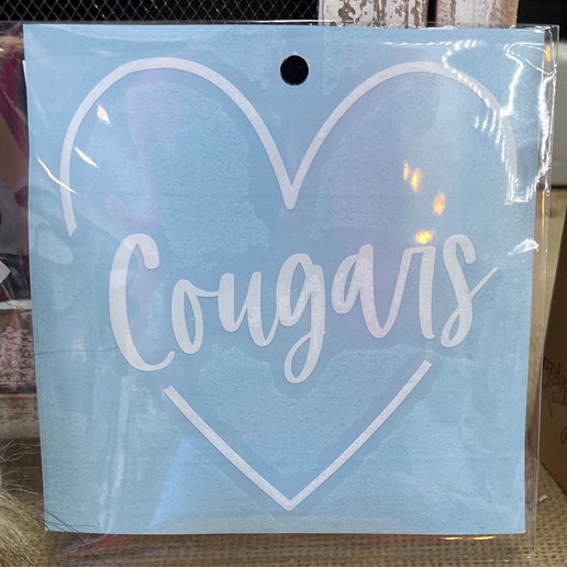 I Love Cougars Heart Car Decal