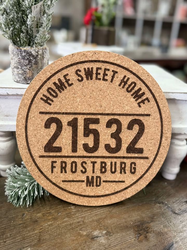 Frostburg, MD Cork Trivet Hot Pad - Circle