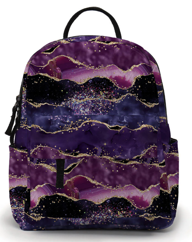 Mini Backpack - Dark Purple Sparkle Waves