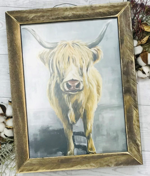 Shaggy Longhorn Framed Art