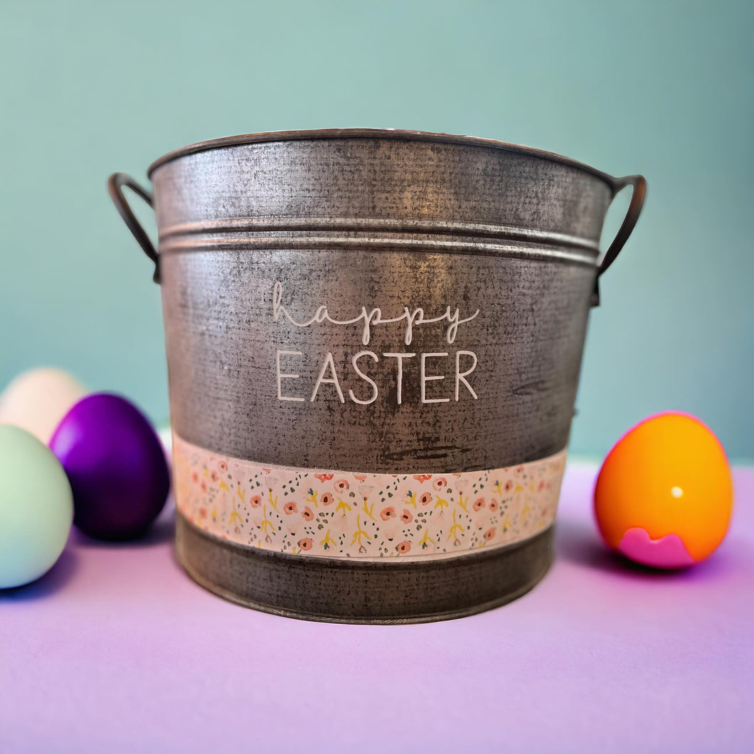 Galvanized Easter Word Bucket