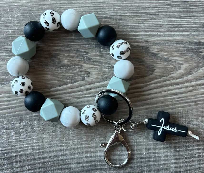 Faith Jesus Cross Wristlet Keychain | Black