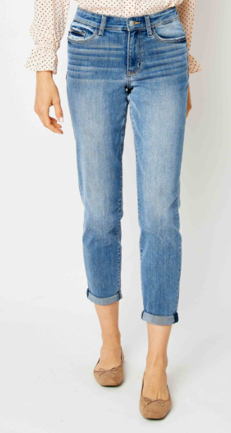 Judy Blue Mid Rise Cuffed Slim