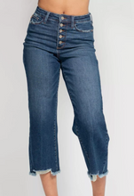 Load image into Gallery viewer, Judy Blue High Waist Button Fly Destroy Wide Leg Crop Denim
