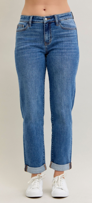 Judy Blue Mid Rise Boyfriend Classic Cuffed