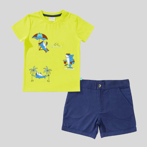 Cool Shark Printed Tee & Shorts Set