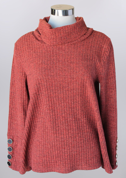 Long Sleeve Slouch Neck Top | Brick
