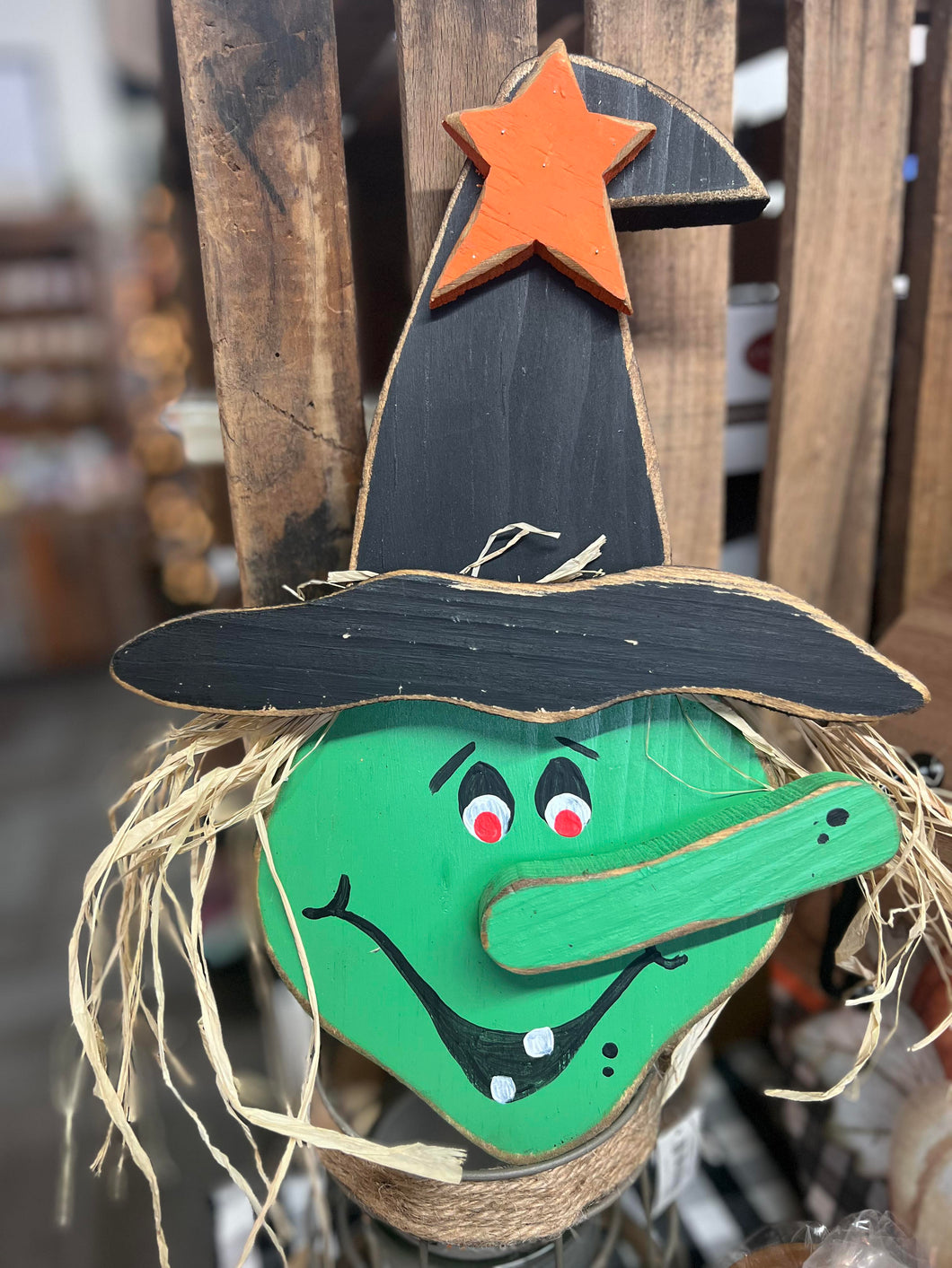 Large Wooden Witch's Head