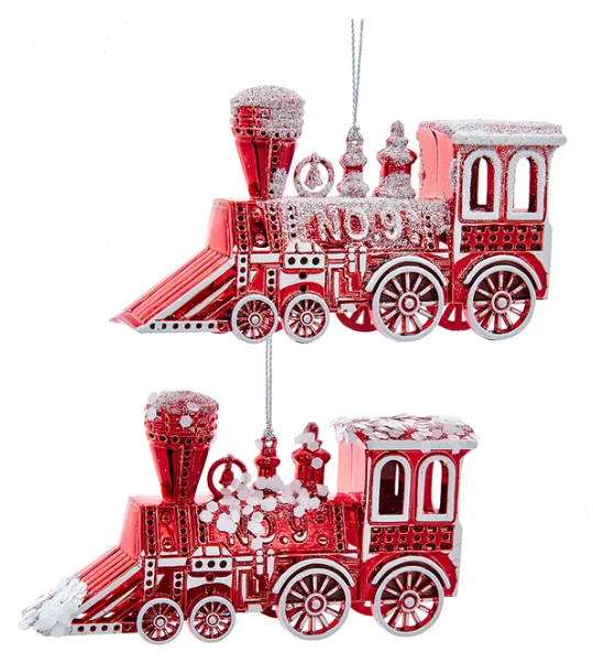 Red and White Locomotive Ornaments