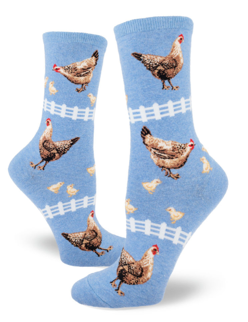 Chicken Women's Crew Socks - Heather Cornflower