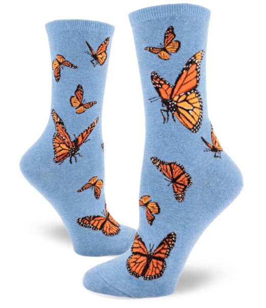 Monarch Butterfly Women’s Crew Socks – Heather Cornflower