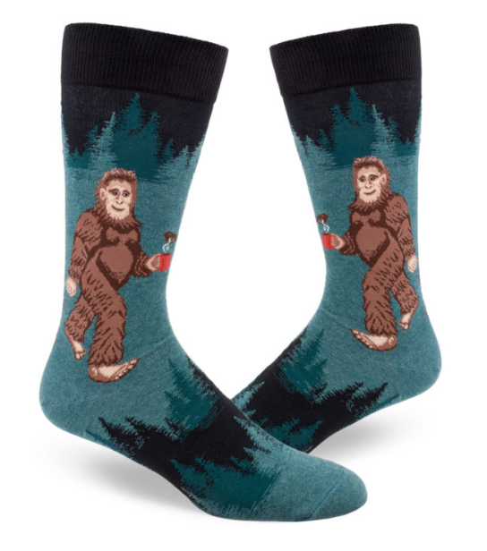 Sasquatch Loves Coffee Men’s Crew Socks – Heather Sea