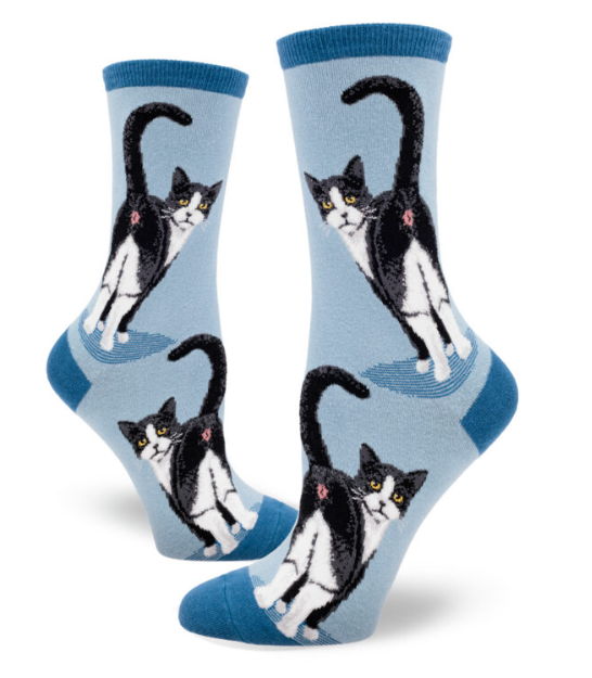 Tuxedo Cat Butt Women’s Crew Socks – Slate Blue