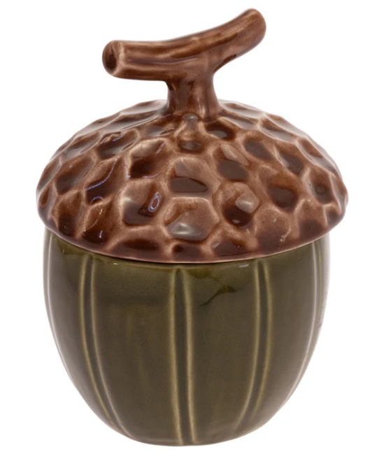 Olive Green Acorn Covered Jar