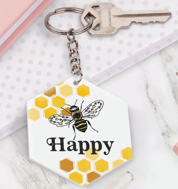 Bee Happy Keychain