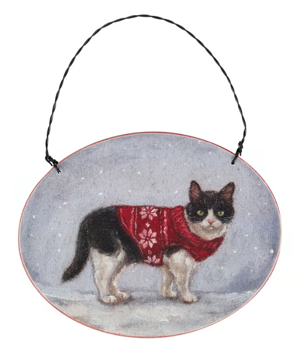 Cozy Tuxedo Cat Ornament