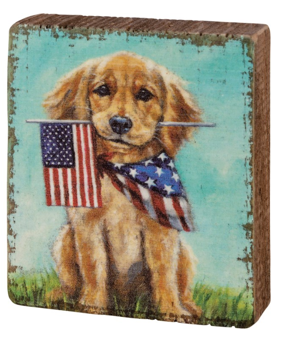 Puppy Flags Block Sign
