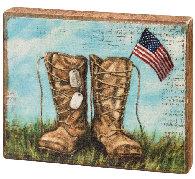 Soldier's Boots Block Sign