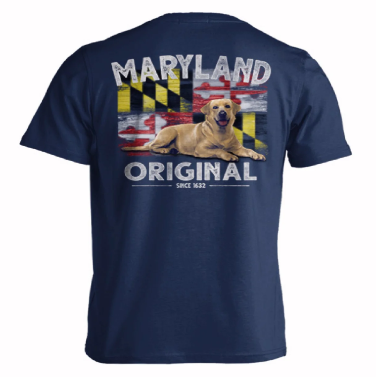 Maryland Faded Flag Dog Lab Short Sleeve T-Shirt