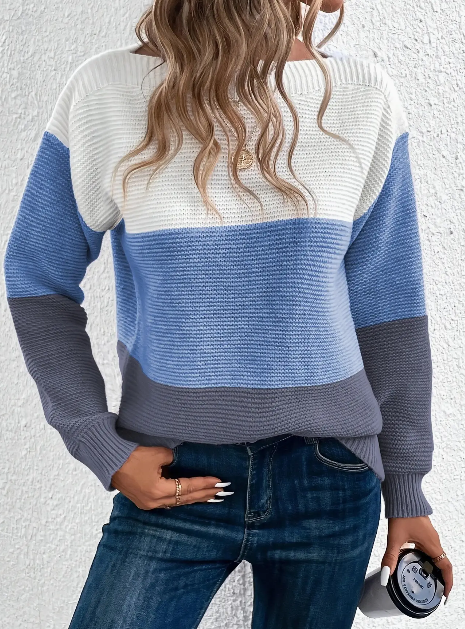 Color Blocks Patchwork Knit Sweater Jumper