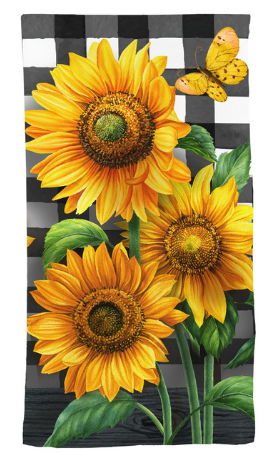 Checkered Sunflowers Hand Towel