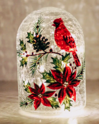 Cardinal Cloche with Led String Lights