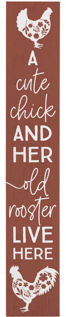 Cute Chick Rooster Porch Board