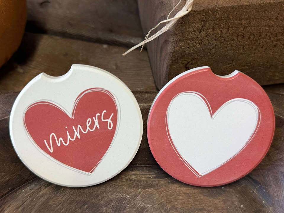 Mascot Heart Car Coasters | Miners