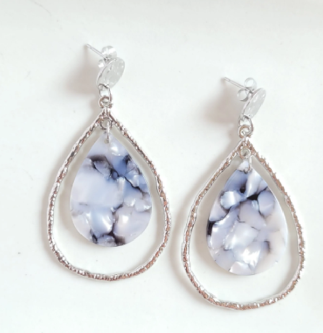 Savannah Earrings - Silver Granite