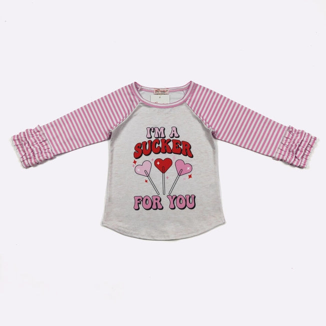 Sucker For You Girls Raglan Top