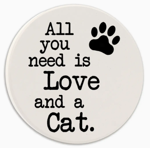 Love and A Cat Round Car Coaster