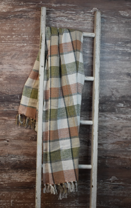 Red & Olive Plaid Throw 51 x 67 in