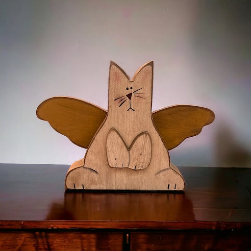 Wooden Cat Angel