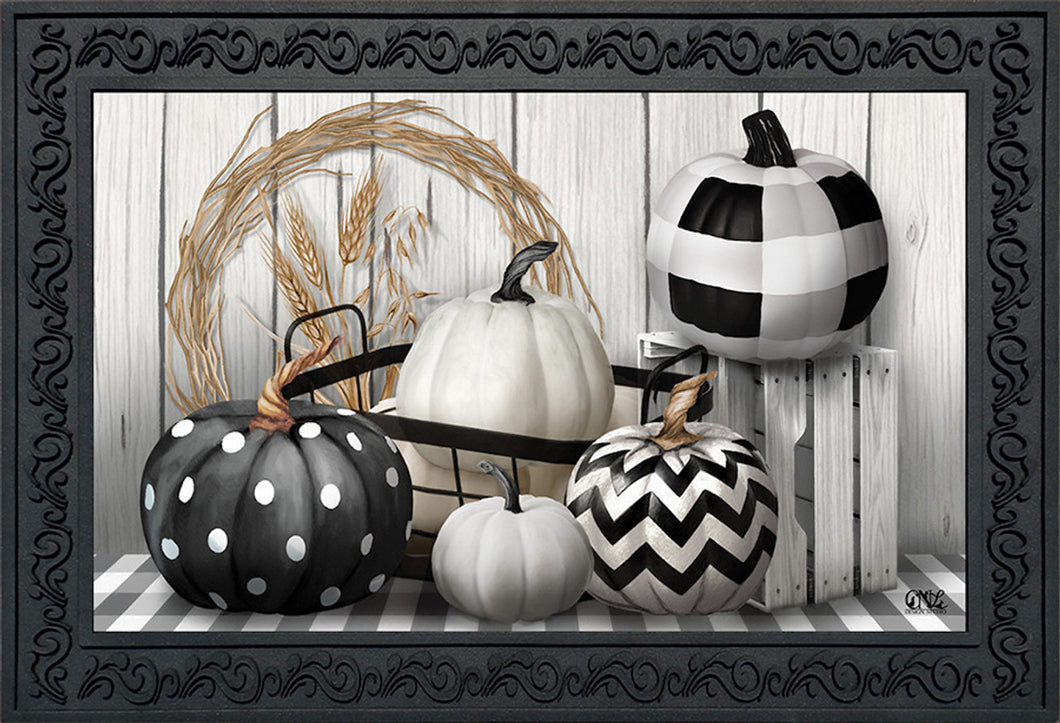 Black and White Pumpkins Doormat