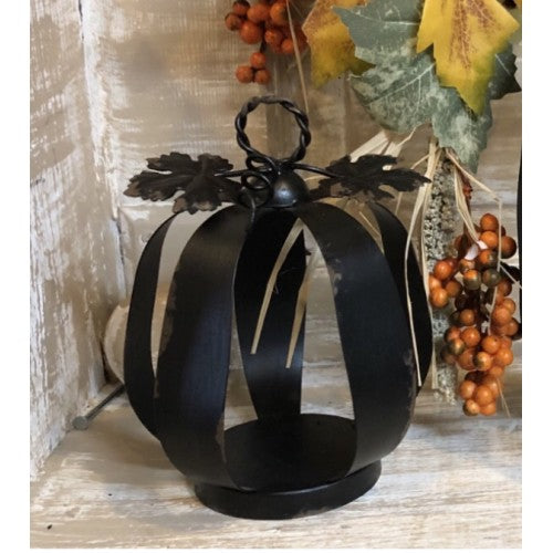 Brown Distressed Metal Pumpkin Lantern