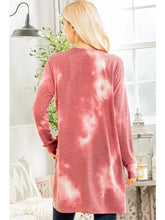Load image into Gallery viewer, Open Front Long Sleeve Cardigan Burgundy Tie Dye
