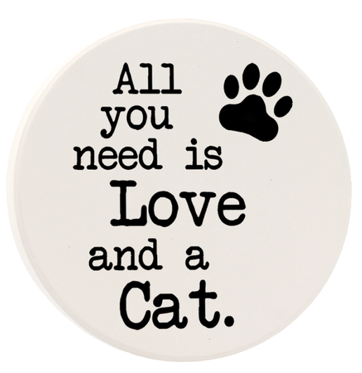 Love And A Cat Round Car Coaster