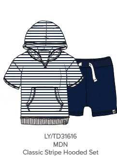 Classic Stripe Hooded Boy Toddler Set