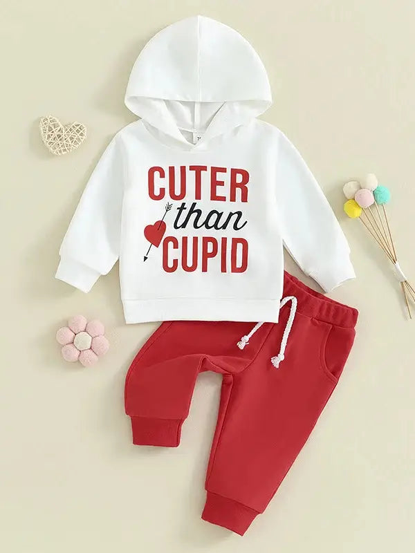 Cuter Than Cupid Baby Toddler Hoodie Loungewear Outfit