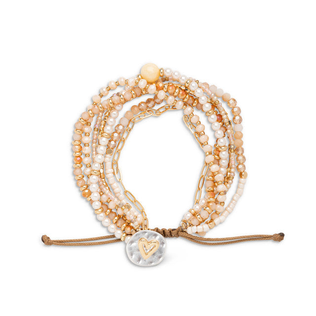 Beaded Love Bracelet - Champagne - Jewelry