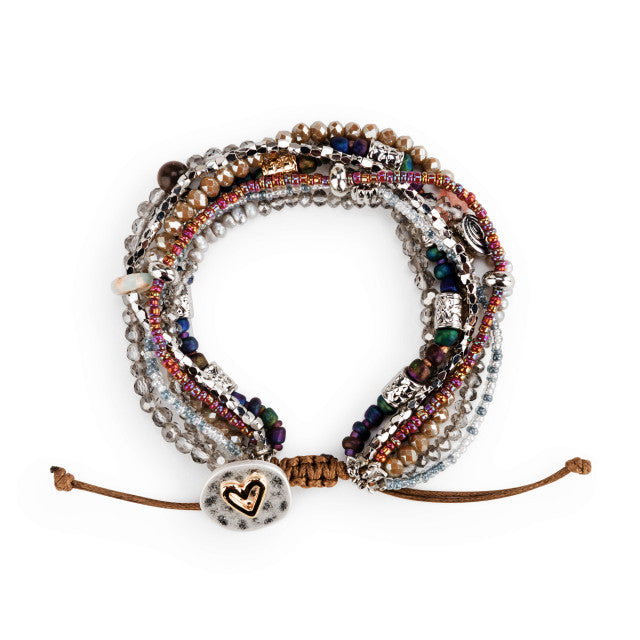 Beaded Love Bracelet - Gray - Jewelry