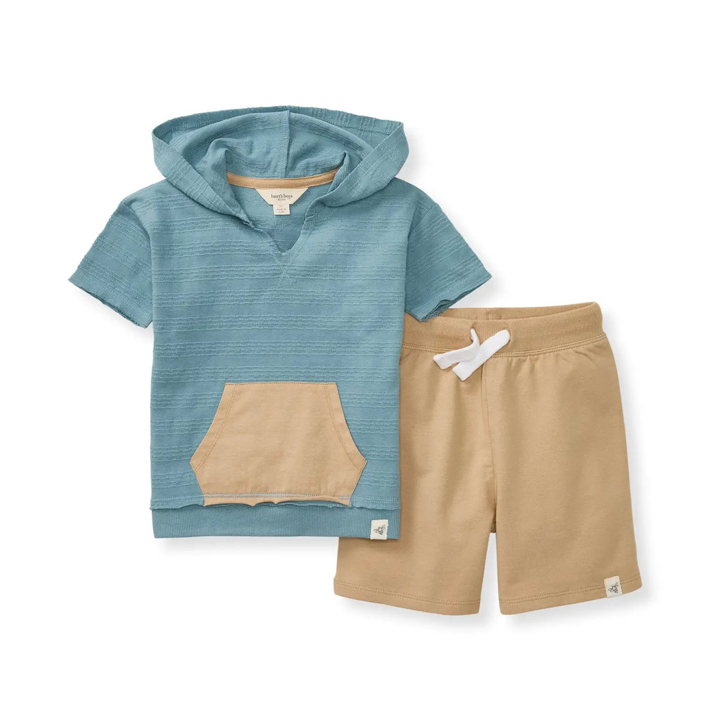Dotted Jacquard Boy Toddler Short Set - Smoke Blue